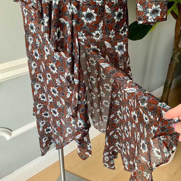 Veronica Beard Sazan Runway Asymmetric Ruffled Silk Chiffon Midi Dress Size 6 - Picture 6 of 13